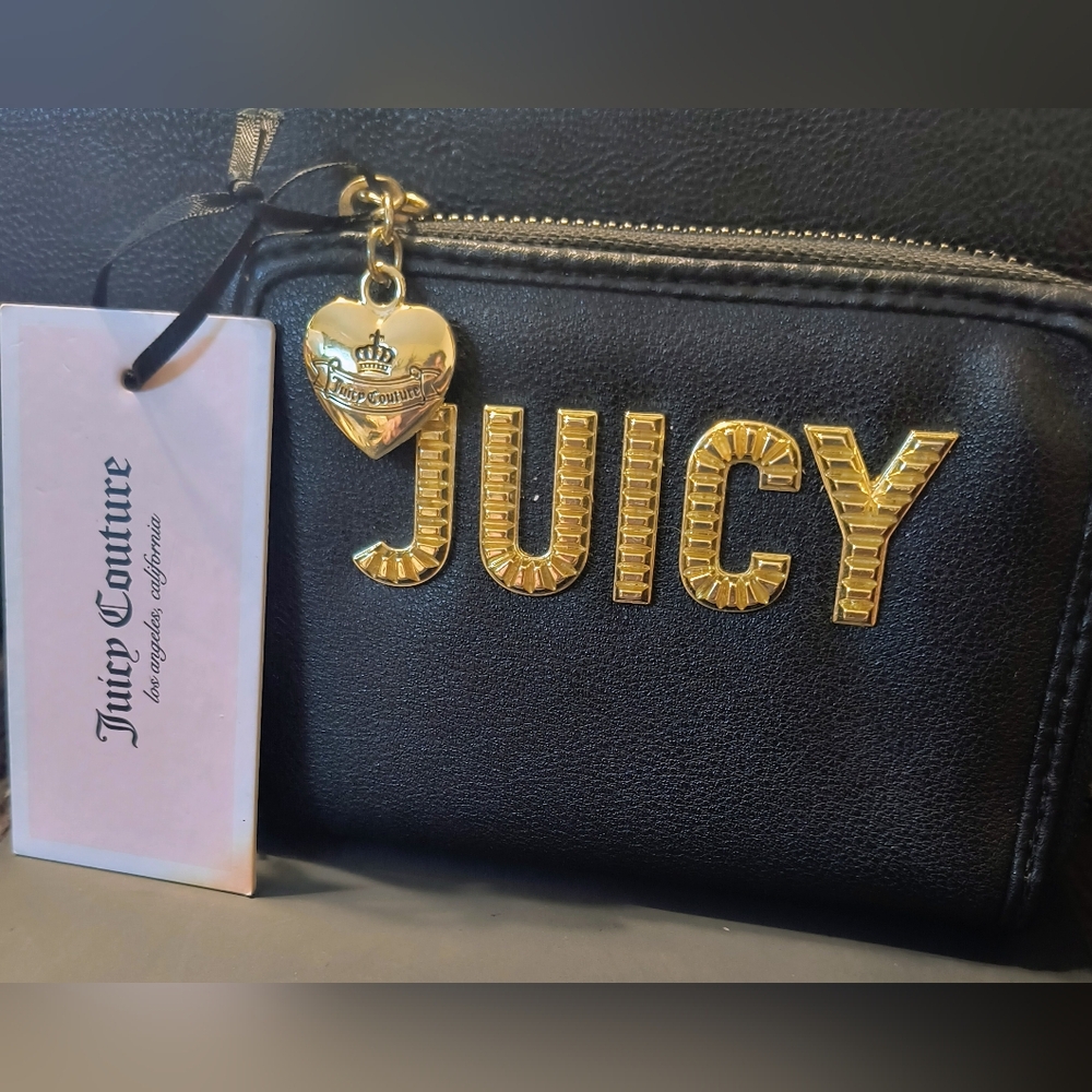 Juicy Couture Black Clutch Wallet with Gold Accents NWT